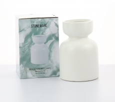 MED LULU VASE 18H 9.5T 12B SATIN MATTE WHITE