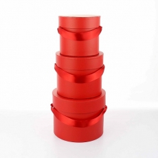 HAT BOX RED S/3 13X11.5H 15X12.5H 17X13.5H