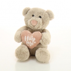 25CM SITTING BEAR WITH HEART - BEIGE