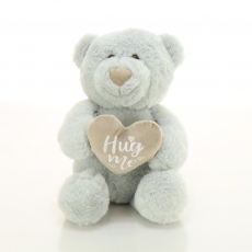 25CM SITTING BEAR WITH HEART - BLUE