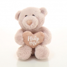 25CM SITTING BEAR WITH HEART - PINK