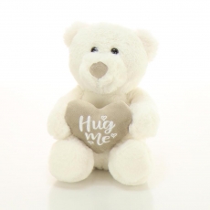 25CM SITTING BEAR WITH HEART - WHITE