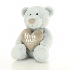 37CM SITTING BEAR WITH HEART - BLUE