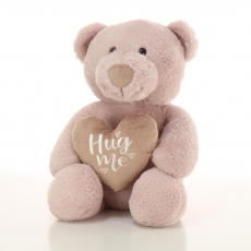 37CM SITTING BEAR WITH HEART - PINK