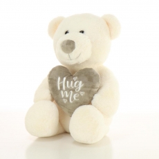 37CM SITTING BEAR WITH HEART - WHITE