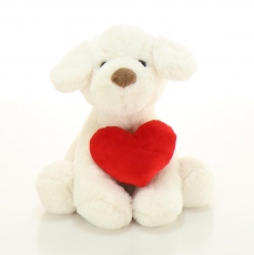 26CM DOG WITH HEART - WHITE