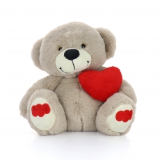 25CM BEAR HOLDING HEART - BEIGE