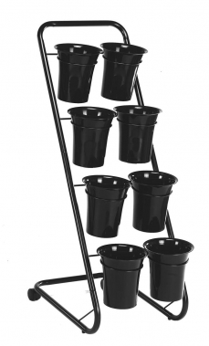 Bucket Stand With 8 Squat Buckets - Black 122Hx45.5Wx59cm