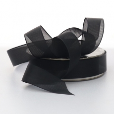 25MM NYLON SHEER ORGANZA RIBBON 25M BLACK