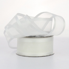 38mm SATIN EDGE SHEER 22m WHITE