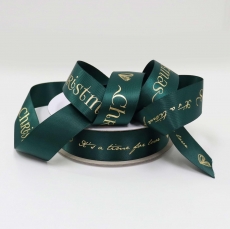 25MM DOUBLE SIDED SATIN EMBOSSED GOLD 25M GREEN