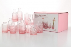 ASSORTED VINTAGE BOTTLES SET/12 PINK