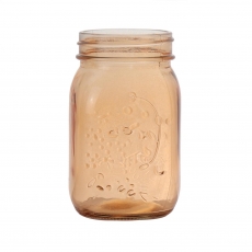 MEDIUM MASON JAR 13H 6.5T 6B 8WP APRICOT