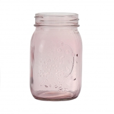 MEDIUM MASON JAR 13H 6.5T 6B 8WP ROSEWATER