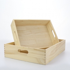 S/2 WOOD HAMPER TRAYS L:10H 43L 34W�� S: 9H 37L 28