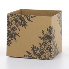 MINI GLOSS BOX 11.5Hx12.5x12.5 KRAFT BLACK PRINT