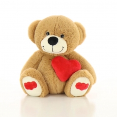 25CM BEAR HOLDING HEART - BROWN