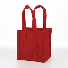 JUTE BAG 14H 14L 11.5W INC HANDLE 26H RED