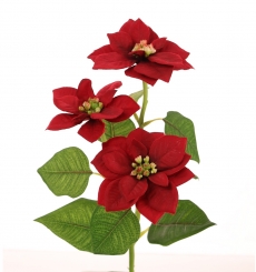 30CM POINSETTIA SPRAY X 3 RED